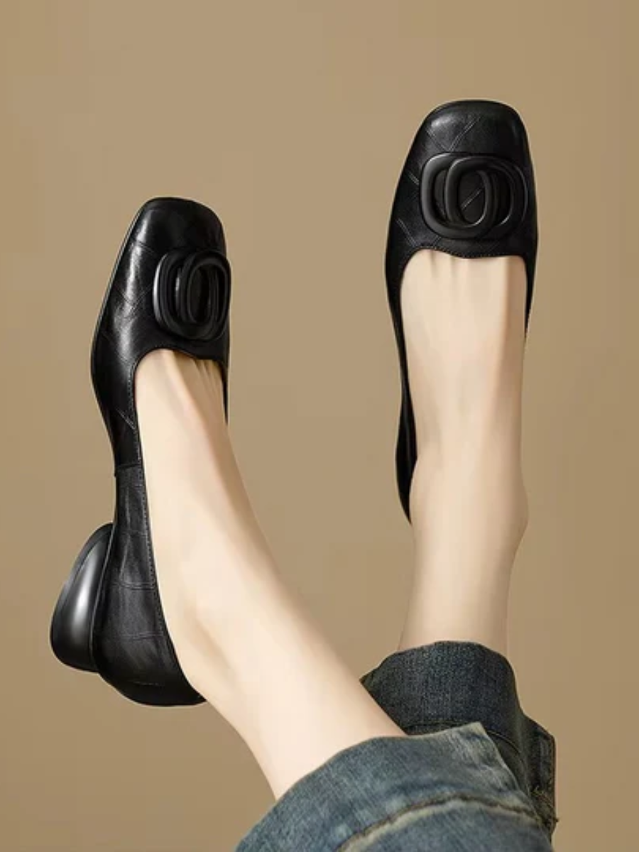 Erin - Leather Square-Toe Flats