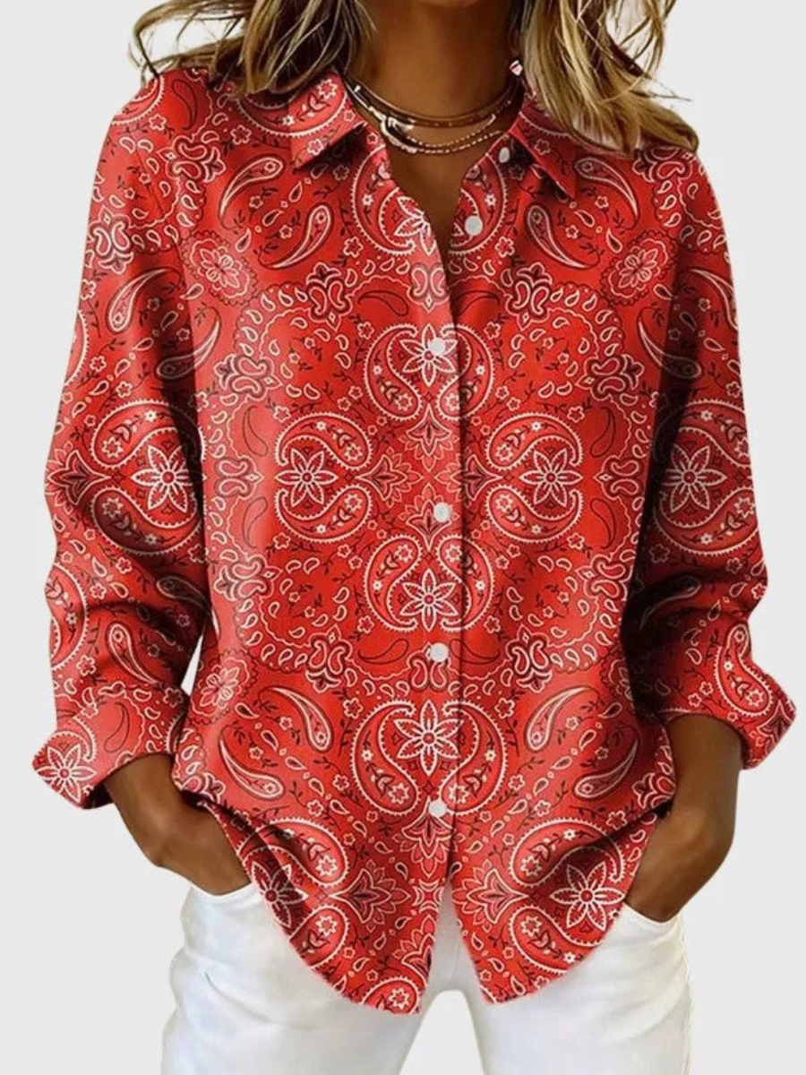 Kayla - Paisley Button-Up Blouse