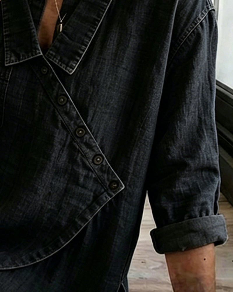 Veronica - Denim Button-Up Blouse