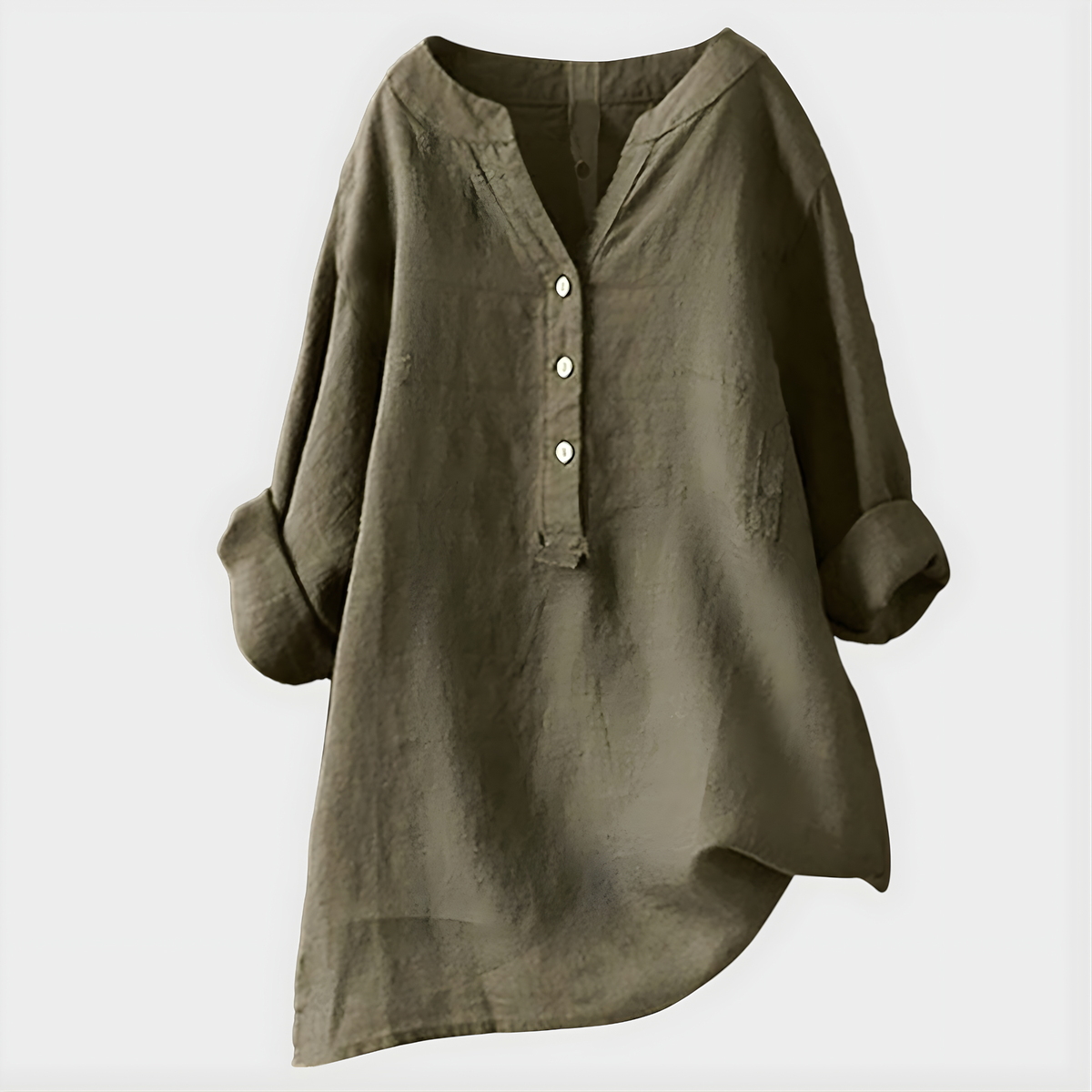 Nikki - Elegant Cotton-Linen V-Neck Blouse