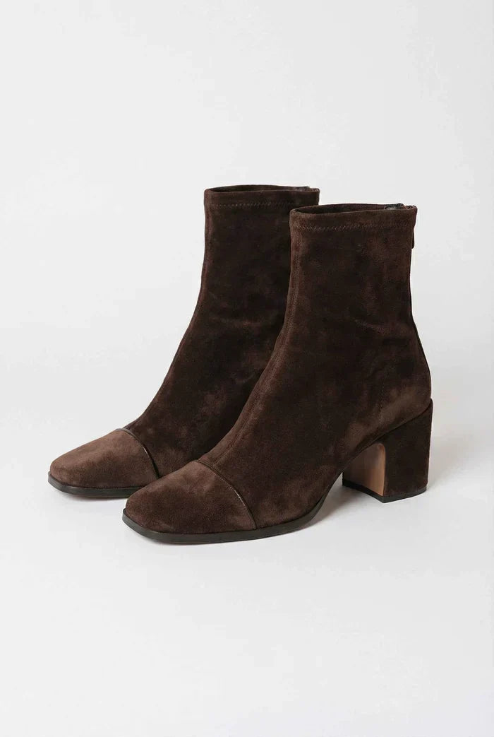 Camille - Square-Toe Suede Ankle Boots