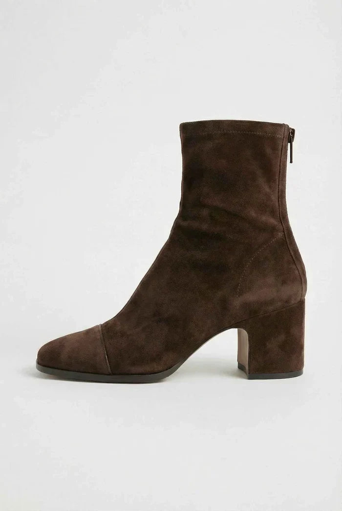 Camille - Square-Toe Suede Ankle Boots