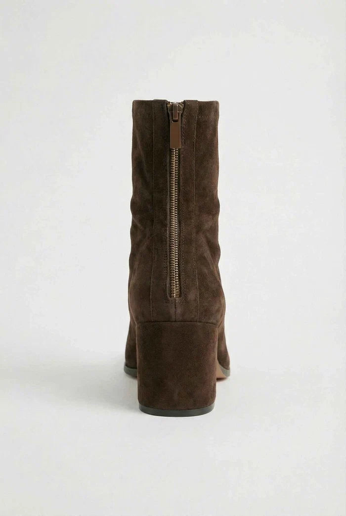 Camille - Square-Toe Suede Ankle Boots
