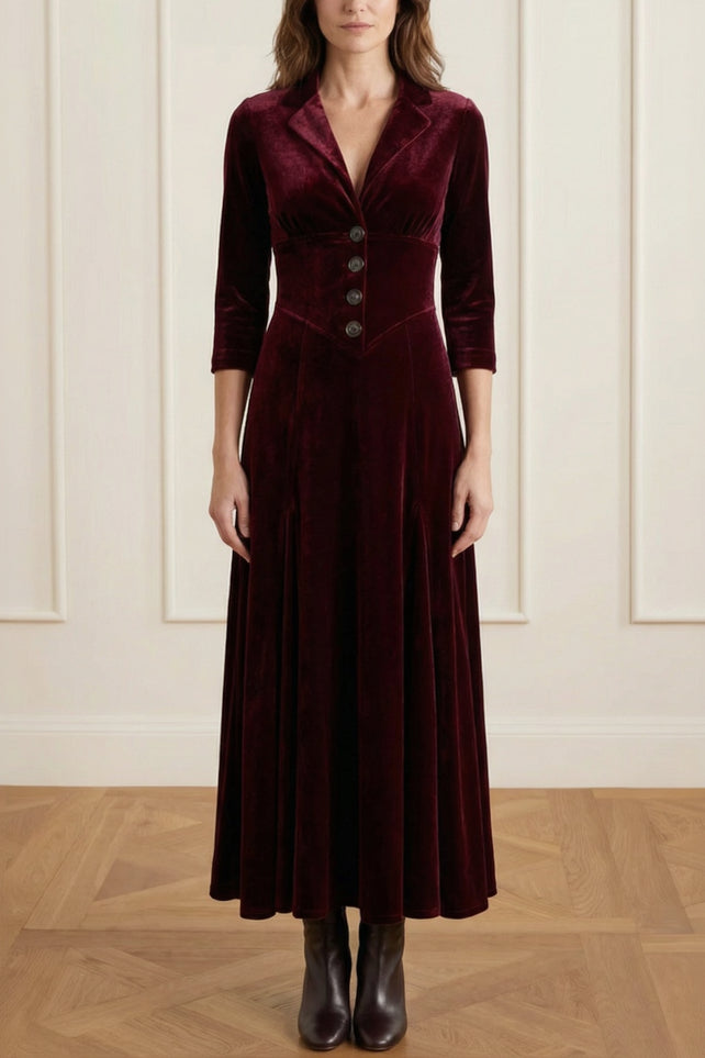 Camelia Long Velvet Blazer Style Dress