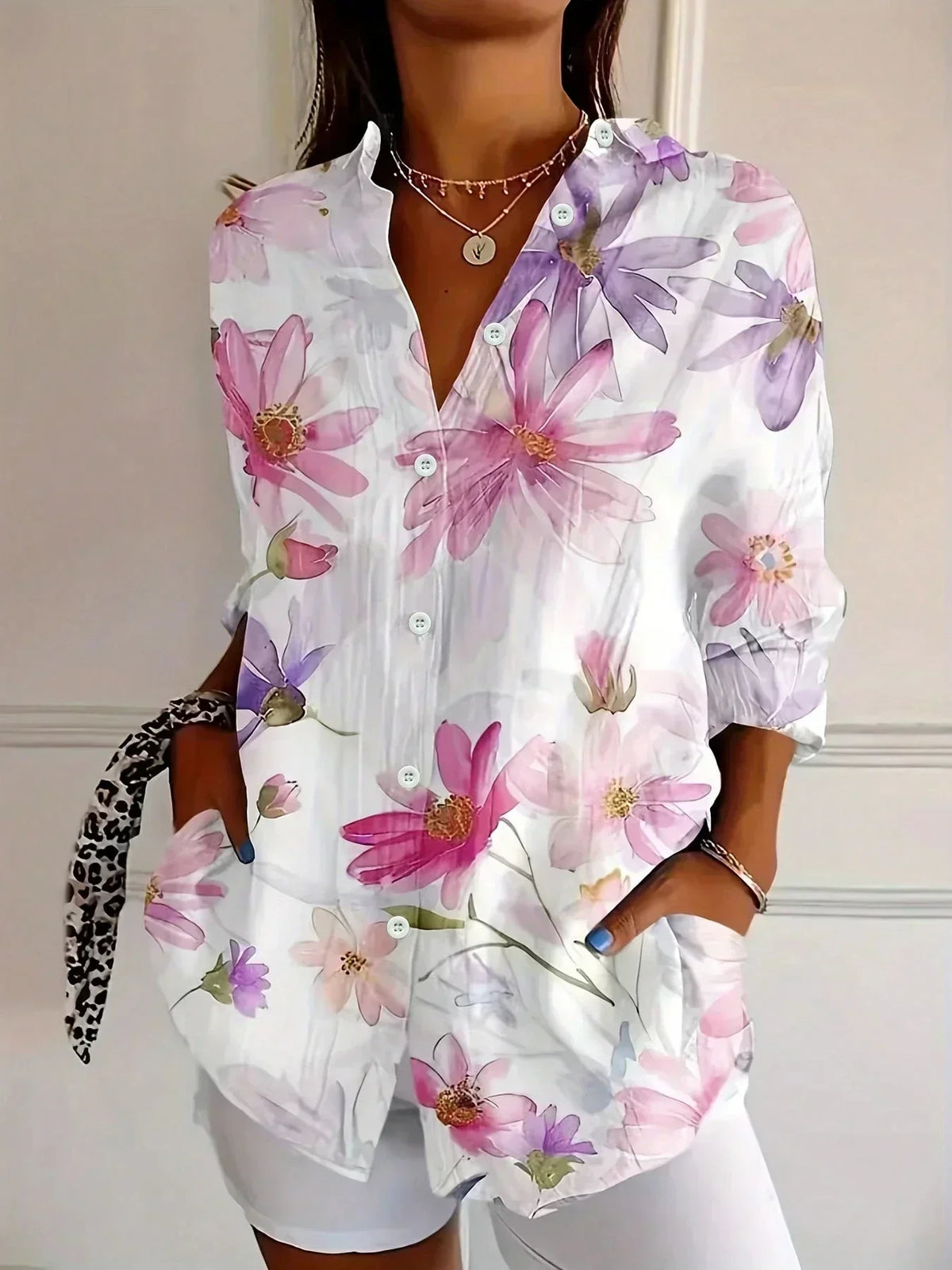 Asiah – Colorful Pattern Blouse with All-Day Comfort