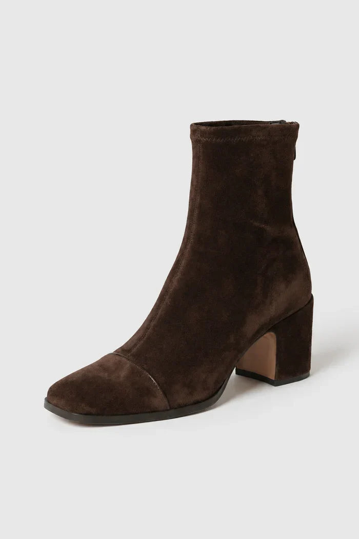 Camille - Square-Toe Suede Ankle Boots