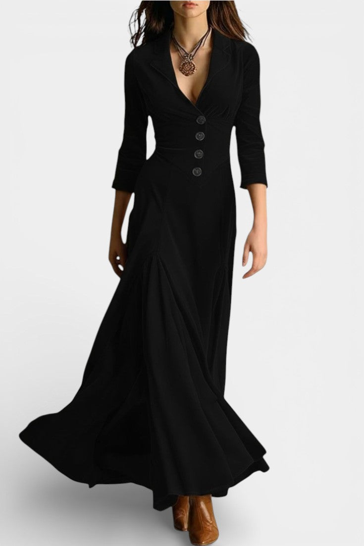 Camelia Long Velvet Blazer Style Dress