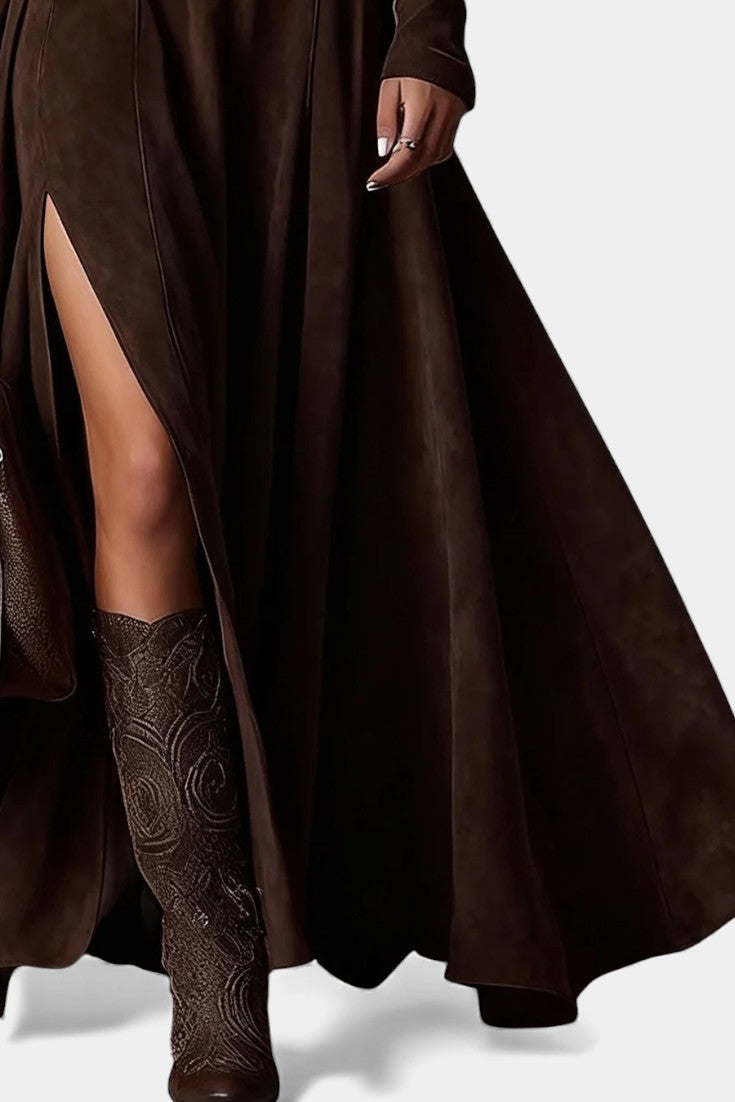 Roselda Maxi Dress With Turtleneck & Elegant Slit