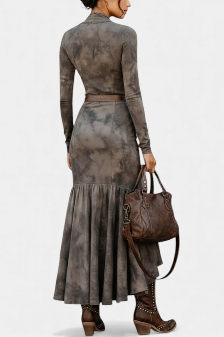 Zoe Vintage Midi Dress With Flared Skirt