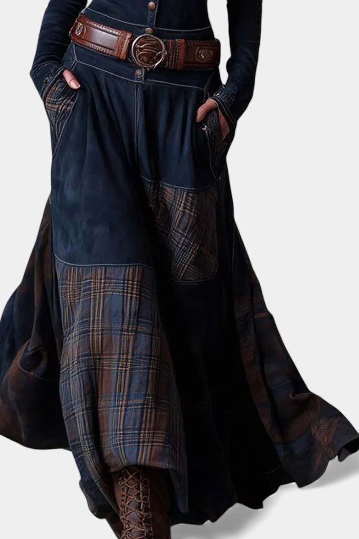 Elegant Long Vintage Checkered Marlis Dress