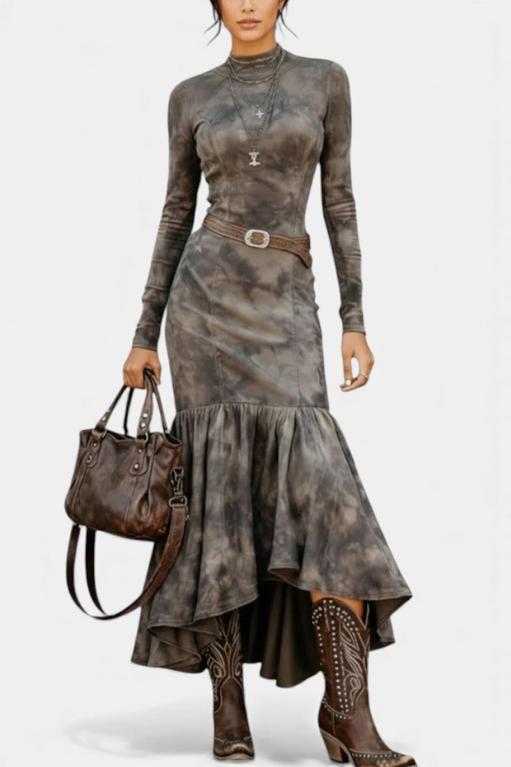 Zoe Vintage Midi Dress With Flared Skirt
