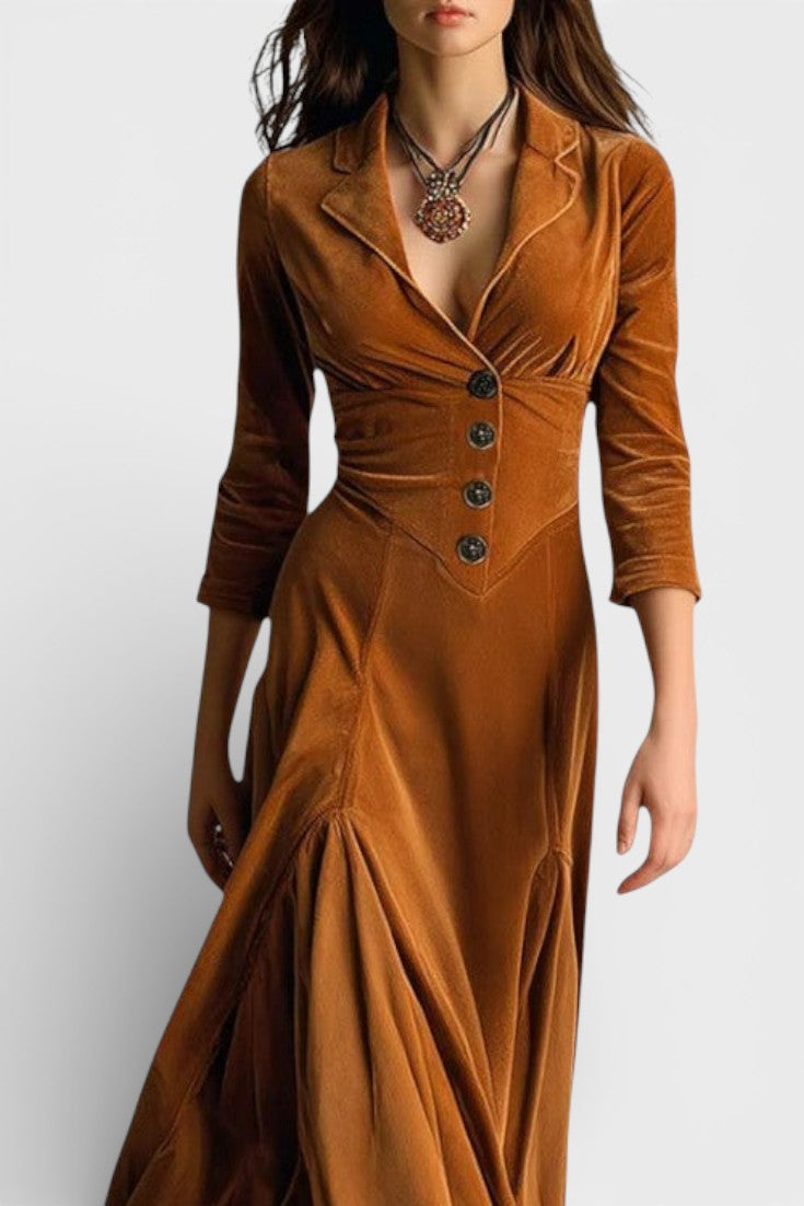Camelia Long Velvet Blazer Style Dress