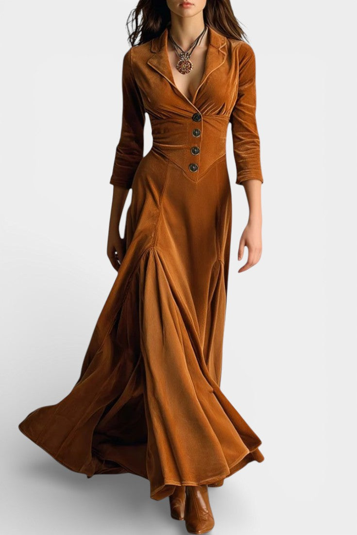 Camelia Long Velvet Blazer Style Dress