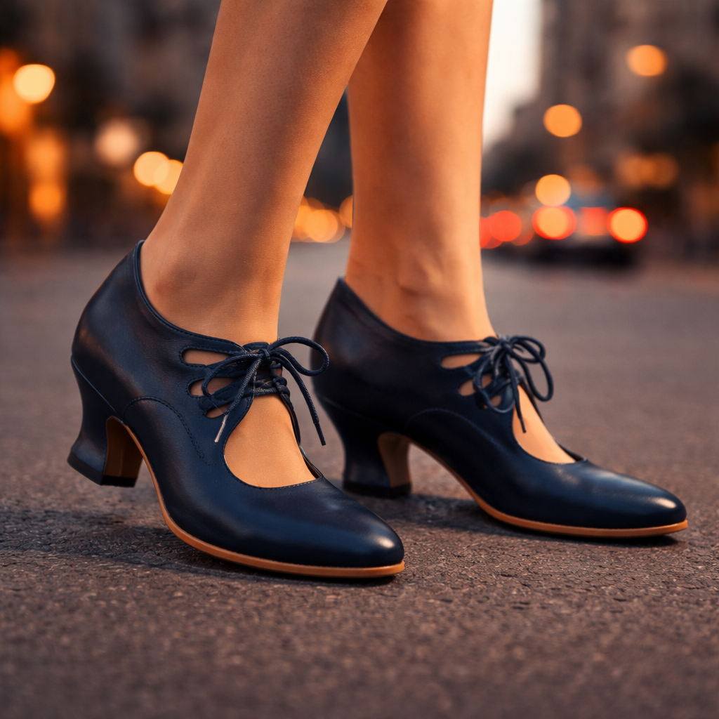 Tatianna - Elegant Leather Lace Heels