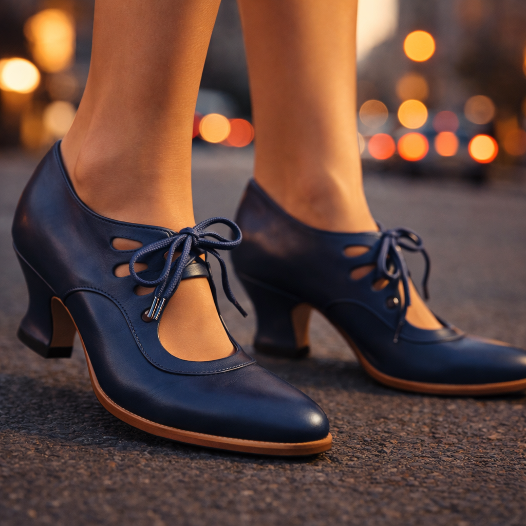 Tatianna - Elegant Leather Lace Heels