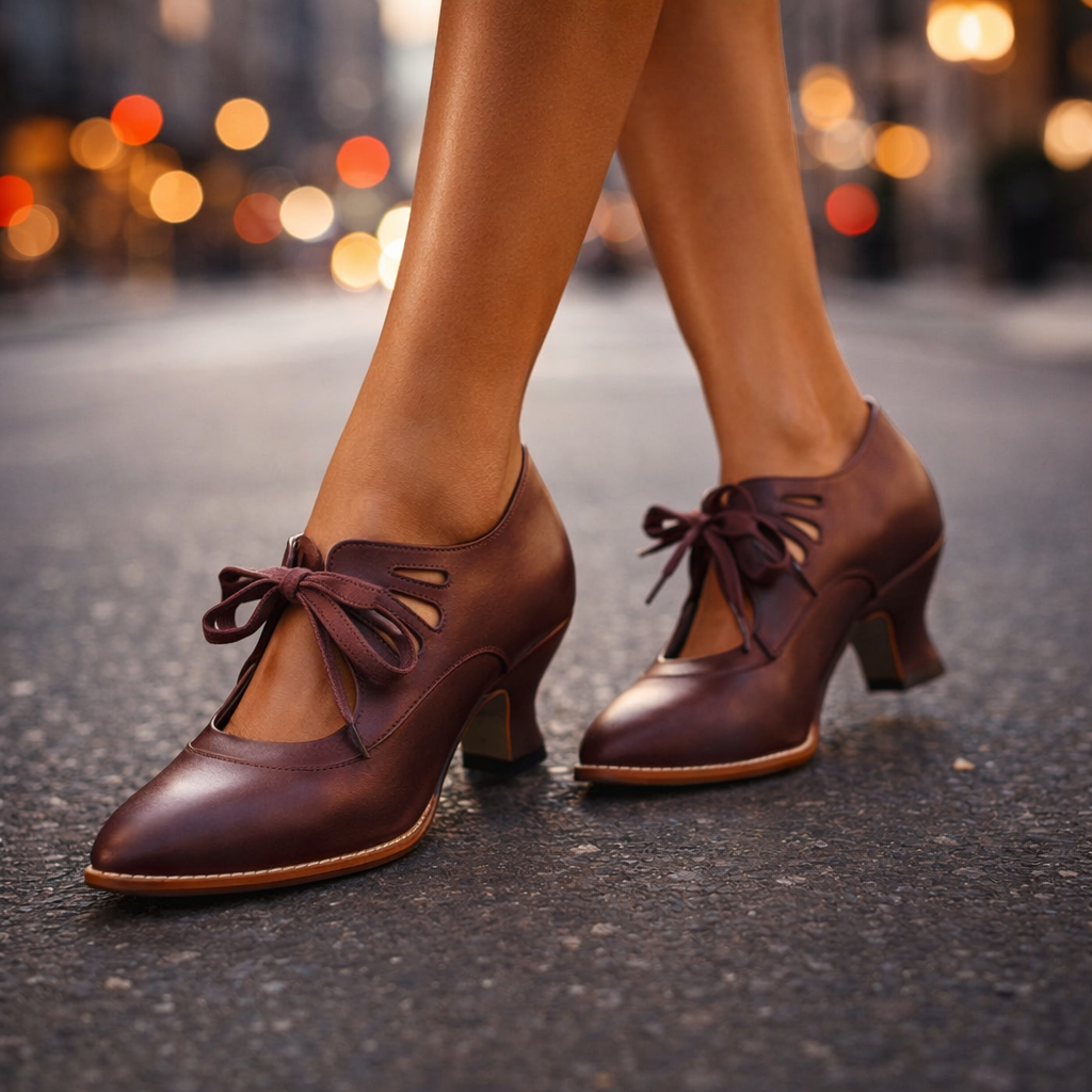 Tatianna - Elegant Leather Lace Heels