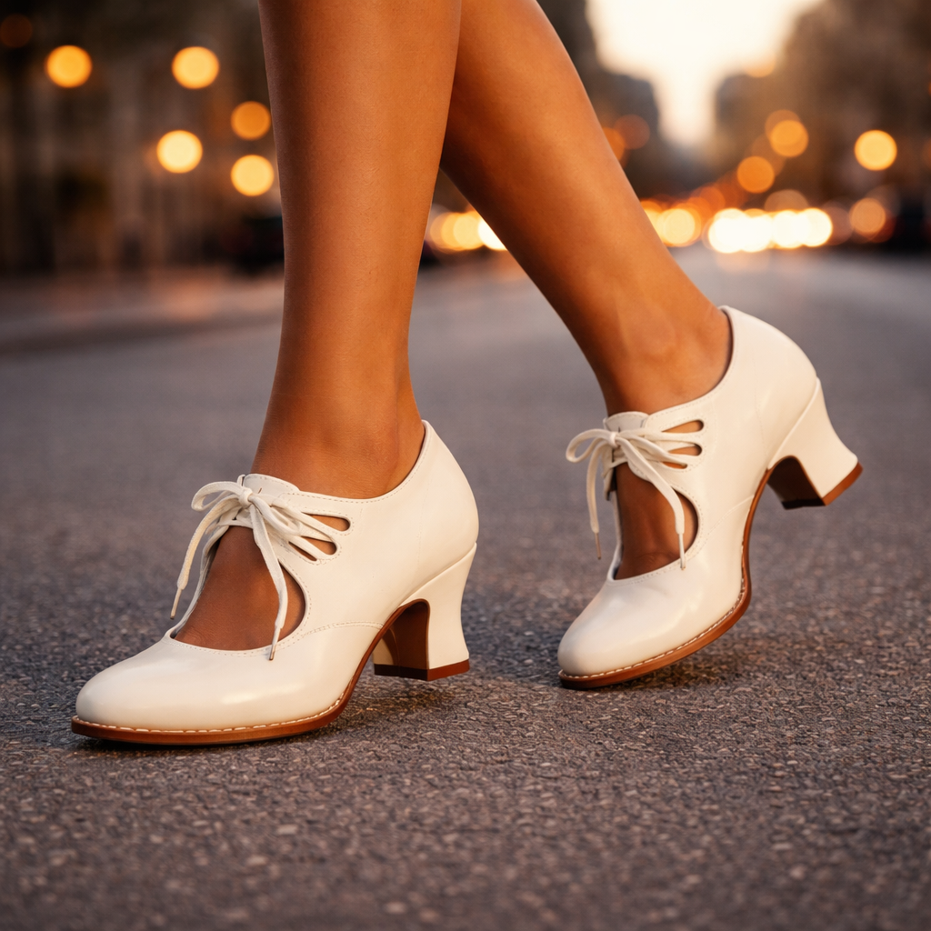 Tatianna - Elegant Leather Lace Heels